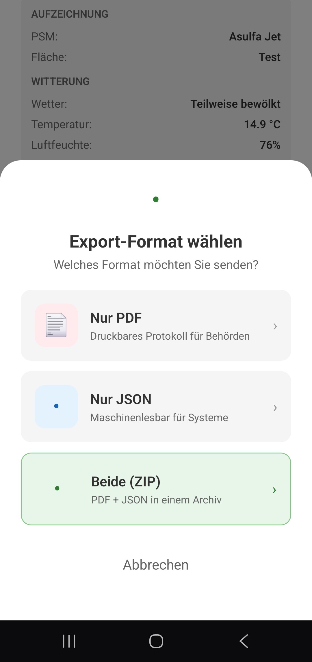 Bericht & Export